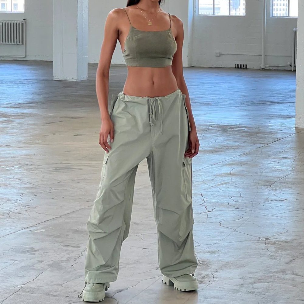 Local European Le Parachute Pant in Sage (Snap closure damage)